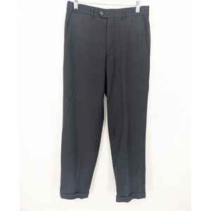 Gino Valentino‎ Dress Pants Mens 30 Black Classic Cuffed Slacks Office Career